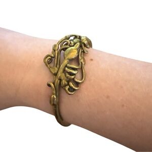 Vintage Gold and Brass Floral Cuff Bracelet